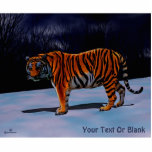 Magnet Photo Sculpture Tigre de Sibérie<br><div class="desc">Une peinture numérique d'un Tigre Sibérien (Panthera tigris altaica), alias Amur ou Ussuri Tiger, sur une nuit enneigée et éclairée par la lune dans les forêts de l'Extrême-Orient russe. Ajoutez votre propre texte. Le Tyger Par William Blake Tyger Tyger, brûlant brillant, Dans les forêts de la nuit; Quelle main ou...</div>