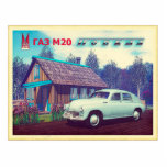 Magnet Photo Sculpture Voiture Russe GAZ M-20 Et Dacha<br><div class="desc">Une image de propagande fausse montrant une scène rurale du début de l'Union soviétique d'après-guerre. Représentation d'une voiture GAZ M-20 Pobeda, devant une dacha (maison d'été rurale). De l'autre côté de la partie supérieure de l'image se trouve un ornement à capuchon "M20", un texte cyrillique (russe) lisant "Г А З"...</div>