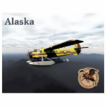 Magnet Photo Sculpture Vol Moose Aviation de Havilland DH3-C Otter<br><div class="desc">Un de Havilland Canada DH3-C Otter, portant le logo du mythique Flying Moose Aviation de Talkeetna, en vol quelque part au-dessus de l'Alaska par un jour couvert. Le texte personnalisable "Alaska" apparaît également. On y voit également le timbre en cuir porté par les pilotes de brousse de Flying Moose Aviation....</div>