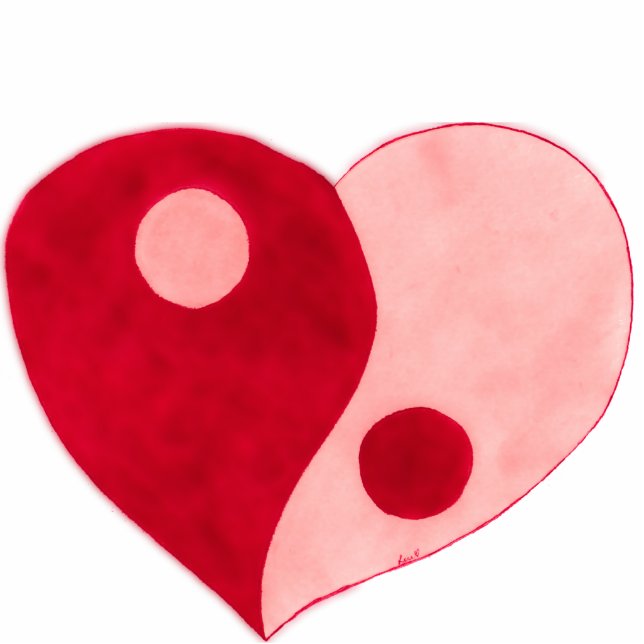 Magnet Photo Sculpture Yin Yang Heart (Rouge/Rose) (Devant)