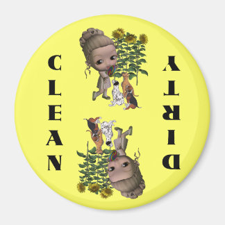 Magnet pour lave-vaisselle pour fille et chiots