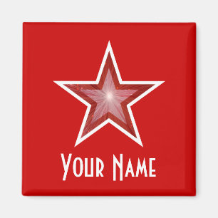 Magnet pour réfrigérateur 'Votre nom' carré étoile