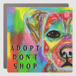 Magnet Pour Voiture Adoptez le Carré de sensibilisation Don't Shop Dog
