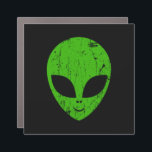 Magnet Pour Voiture alien vert tête pour science-fiction extraterrestr<br><div class="desc">alien tête verte de science-fiction visage sourire extraterrestre grunge</div>