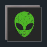 Magnet Pour Voiture alien vert tête pour science-fiction extraterrestr<br><div class="desc">alien tête verte de science-fiction visage sourire extraterrestre grunge</div>