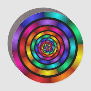 Magnet Pour Voiture Arrondi et psychédélique coloré Art moderne fracta