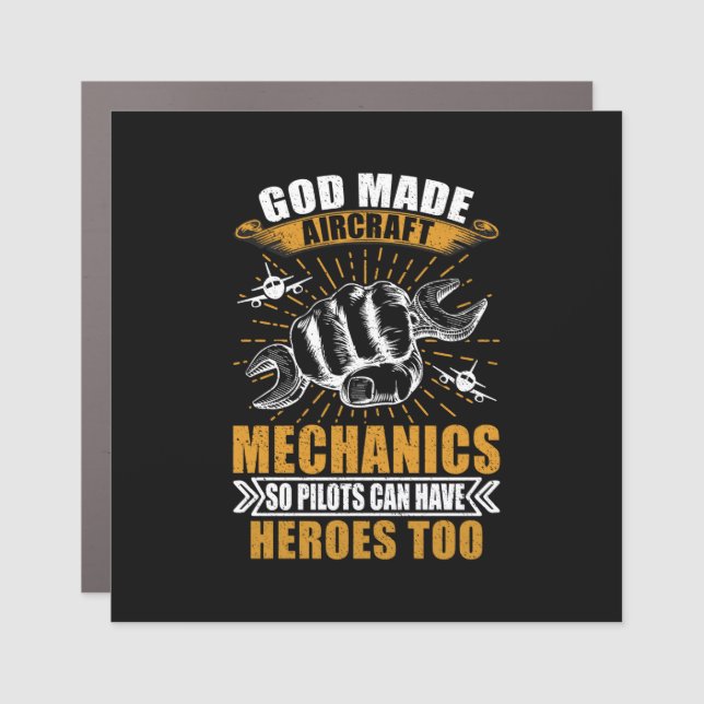 Magnet Pour Voiture Art mécanique | Dieu Made Aircraft Mechanics (Devant)