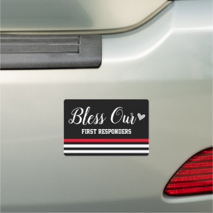 Magnet Pour Voiture Bless Our First Responsables Red Line