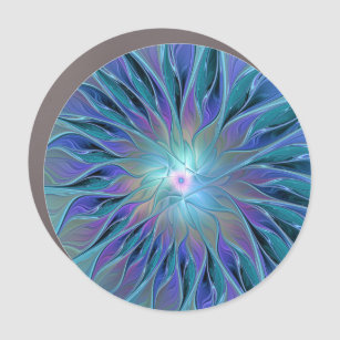 Magnet Pour Voiture Blue Purple Flower Dream Abstrait Fractal Art