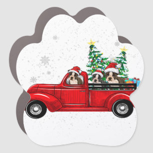 Magnet Pour Voiture Boston Terrier Chien conduisant Xmas Camion Noël