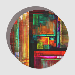 Magnet Pour Voiture Carrés colorés Motif d'art Abstrait moderne #04