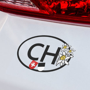 Magnet Pour Voiture CH - Drapeaux suisses et fribourgeois avec Fleurs 