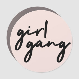 Magnet Pour Voiture Girl Gang   Cute Rose Girl Power Moderne Féministe