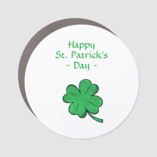 Magnet Pour Voiture Happy Jour de la Saint Patrick vert à quatre feuil
