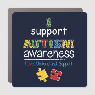Magnet Pour Voiture Je soutiens l'amour Sensibilisation sur l'autisme