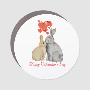 Magnet Pour Voiture lapins d'aquarelle Heureuse Sainte-Valentin