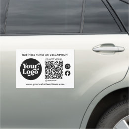 Magnet Pour Voiture Nom de l'entreprise Logo QR Code Site Web Médias s