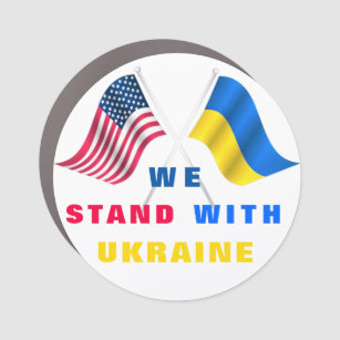 Magnet Pour Voiture Nous sommes avec l'Ukraine - USA et drapeau ukrain