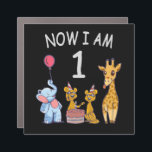 Magnet Pour Voiture Now I le 1er jour du Birthday<br><div class="desc">Joyeux anniversaire. Funny and lovely Kids Birthday design with a cute Elephant,  two ferrets and a girafe celebrating your birthday at the zoo.</div>