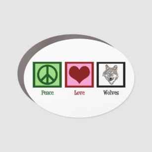 Magnet Pour Voiture Peace Love Wolves Cute Wolf