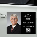 Magnet Pour Voiture Photo du logo noir de l'agent immobilier QR Code<br><div class="desc">Créez un look poli et professionnel avec cet agent immobilier Black Logo Logo Magnet Photo Car. Cet aimant personnalisable affiche clairement votre logo, vos coordonnées et une photo, assurant ainsi une visibilité élevée pendant votre déplacement. Idéal pour les agents immobiliers, c’est un moyen élégant et pratique de faire connaître vos...</div>