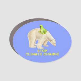 Magnet Pour Voiture Stop Climate Change Arctic Polar Bear Green Frog