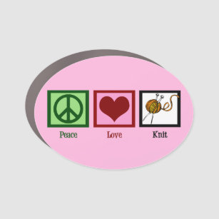 Magnet Pour Voiture Tricot rose Knit Cute de Peace Love