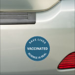 Magnet Pour Voiture Vacciné, la science est réelle, sauver des vies tu<br><div class="desc">Vacciné,  la science est réelle,  sauver des vies cool moderne voiture pare-chocs magnétique. bleu turquoise et blanc. Texte entièrement personnalisable.</div>