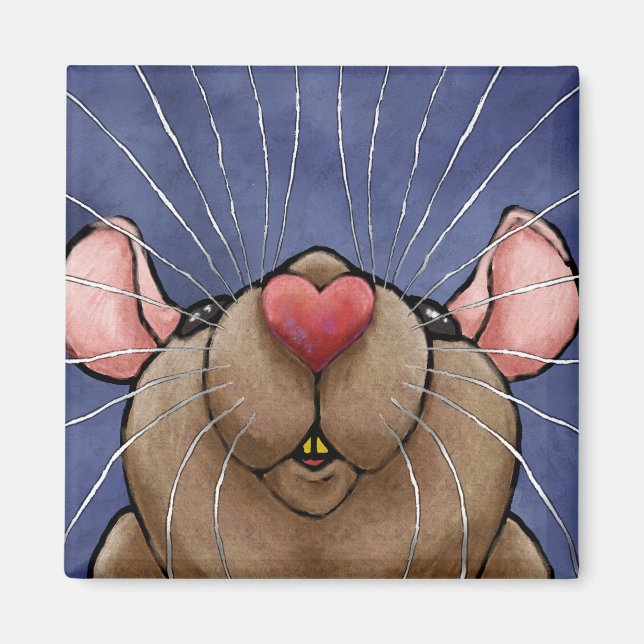 Magnet Rat Mignon avec Cœur (Devant)