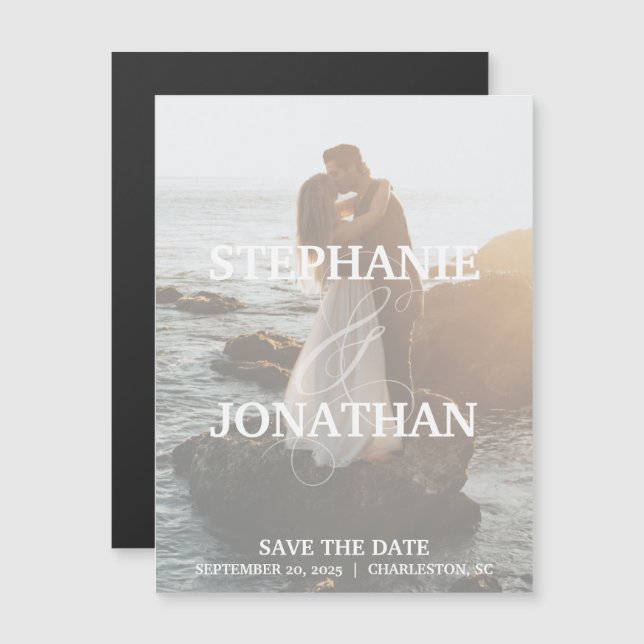 Magnet Réservez la date avec les noms en blanc (Devant / Derrière)