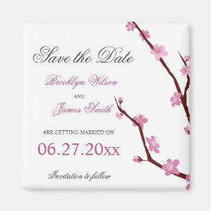 Magnet Réservez la date cerise en fleurs