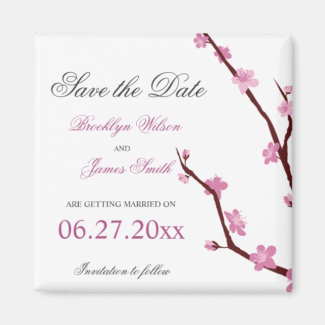 Magnet Réservez la date cerise en fleurs (Devant)