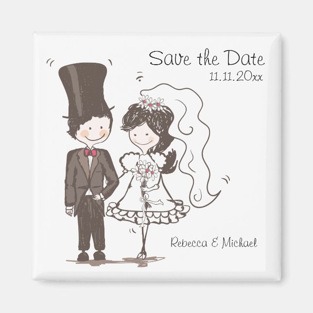 Magnet Réservez la date de mariée et de chambre (Devant)