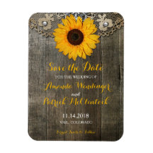 Magnet Réservez la date de tournesol rustique