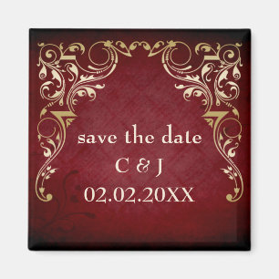Magnet Réservez la date rouge rustique