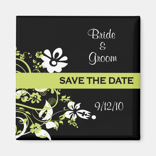 Magnet Réservez la date verte noire et citron vert (Devant)