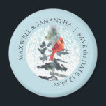 Magnet Réservez la date Wonderland Mariages<br><div class="desc">Cet hiver,  sauvez l'aimant date présente une aquarelle hiver pays des merveilles,  offrant un choix rustique et unique pour les mariages de montagne,  de Noël et de vacances.</div>