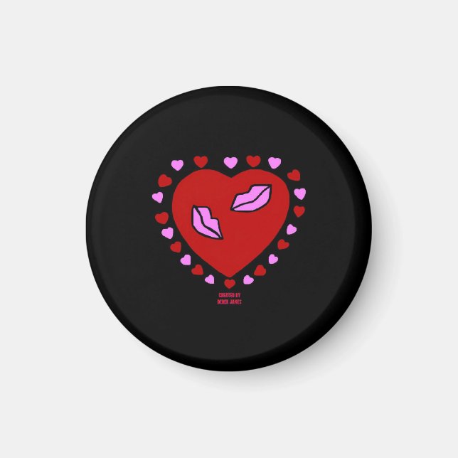 Magnet rond Baisers de coeur (Devant)
