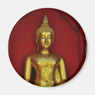 Magnet rond Bouddha d'or