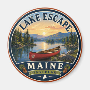 Magnet rond Lake Escape Fryeburg Maine