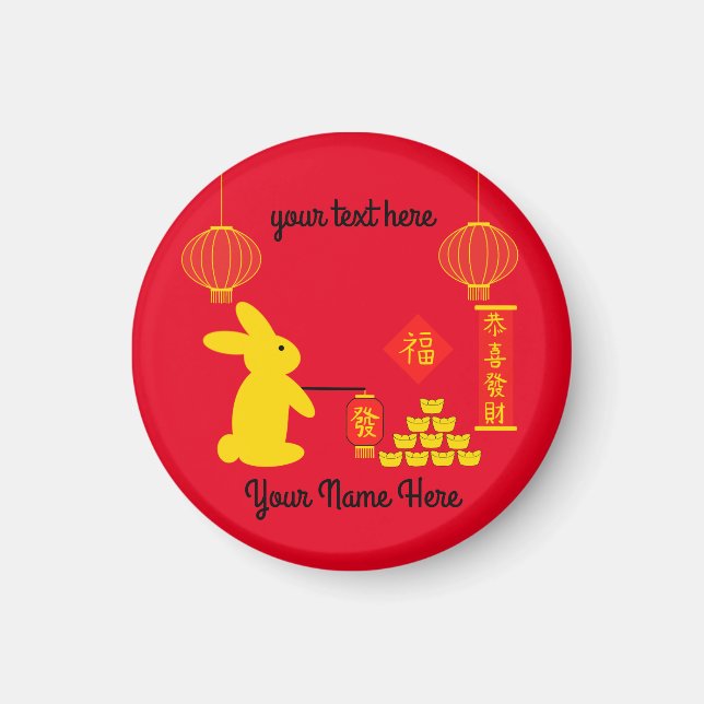 Magnet rond Lucky Rabbit #5 (Devant)