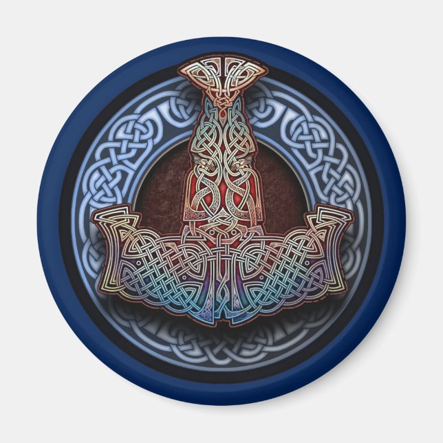 Magnet rond marteau de Thor (Devant)