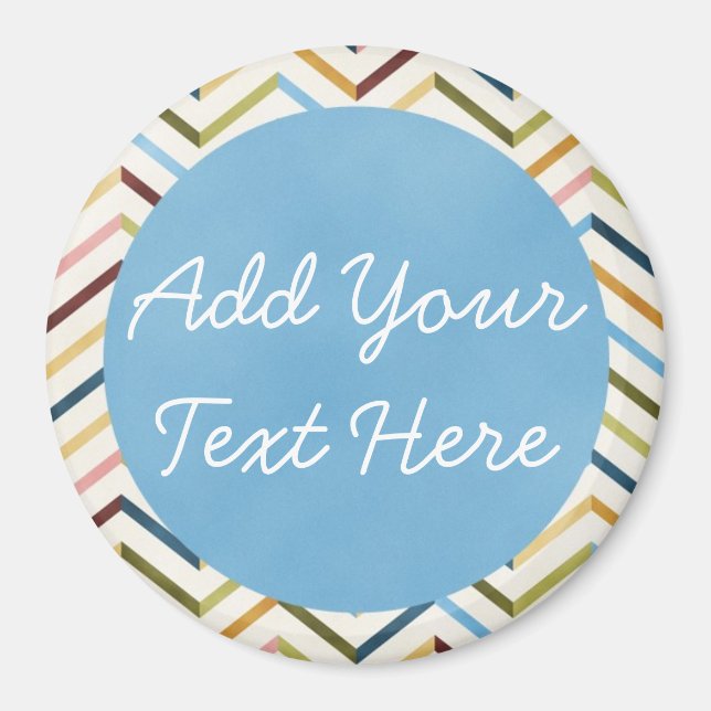 Magnet rond personnalisé MultiColor Chevron (Devant)