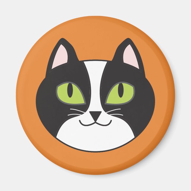 Magnet rond Tuxedo Chat (Devant)