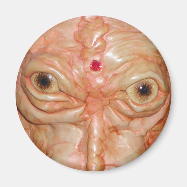 Magnet rond, "Yeux démon Brown" (Devant)
