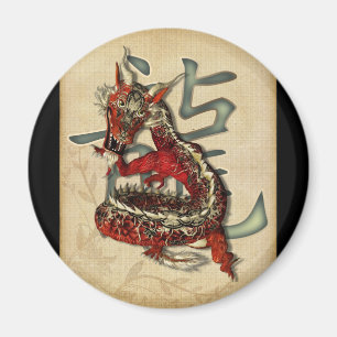 Magnet rouge chinois de dragon