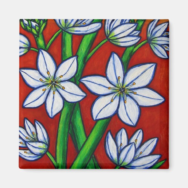 Magnet rouge fleur d'automne (Devant)