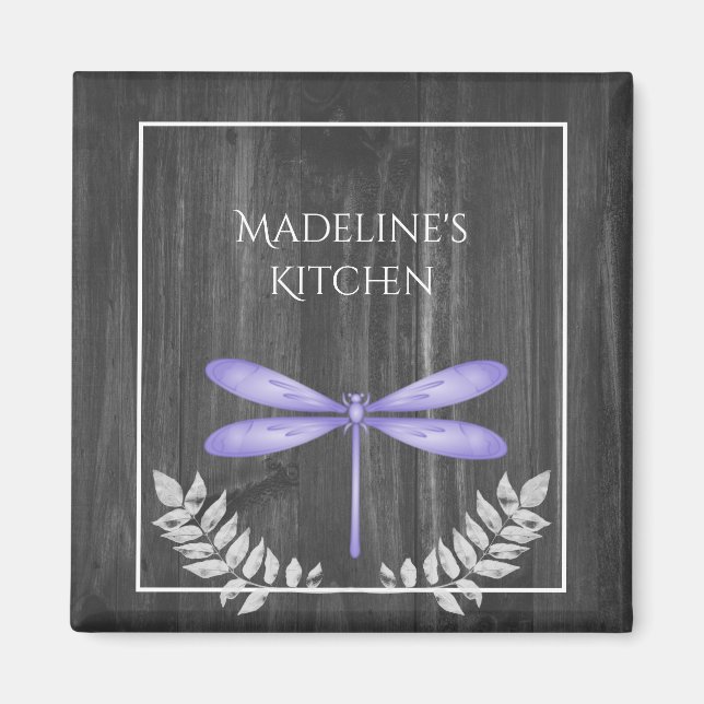 Magnet rustique de libellule violette (Devant)