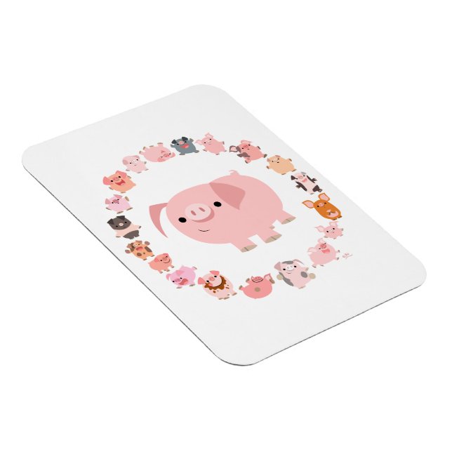 Magnet souple Mandala de cochon de dessin mignon (Côté Droit)
