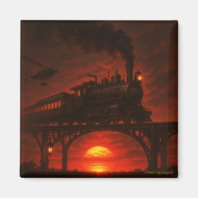 Magnet steampunk Le Train des Ombres (Devant)